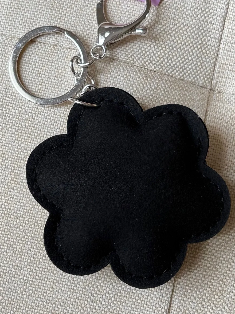 Crystal Flower Keychain Charm - Black and Silver